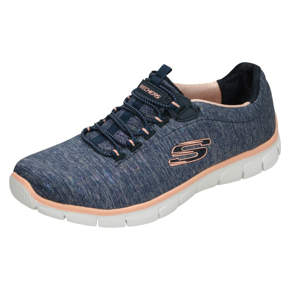 (UK 3, Navy/Coral (Blue)) Ladies Skechers Relaxed Fit Trainers See Ya 12808