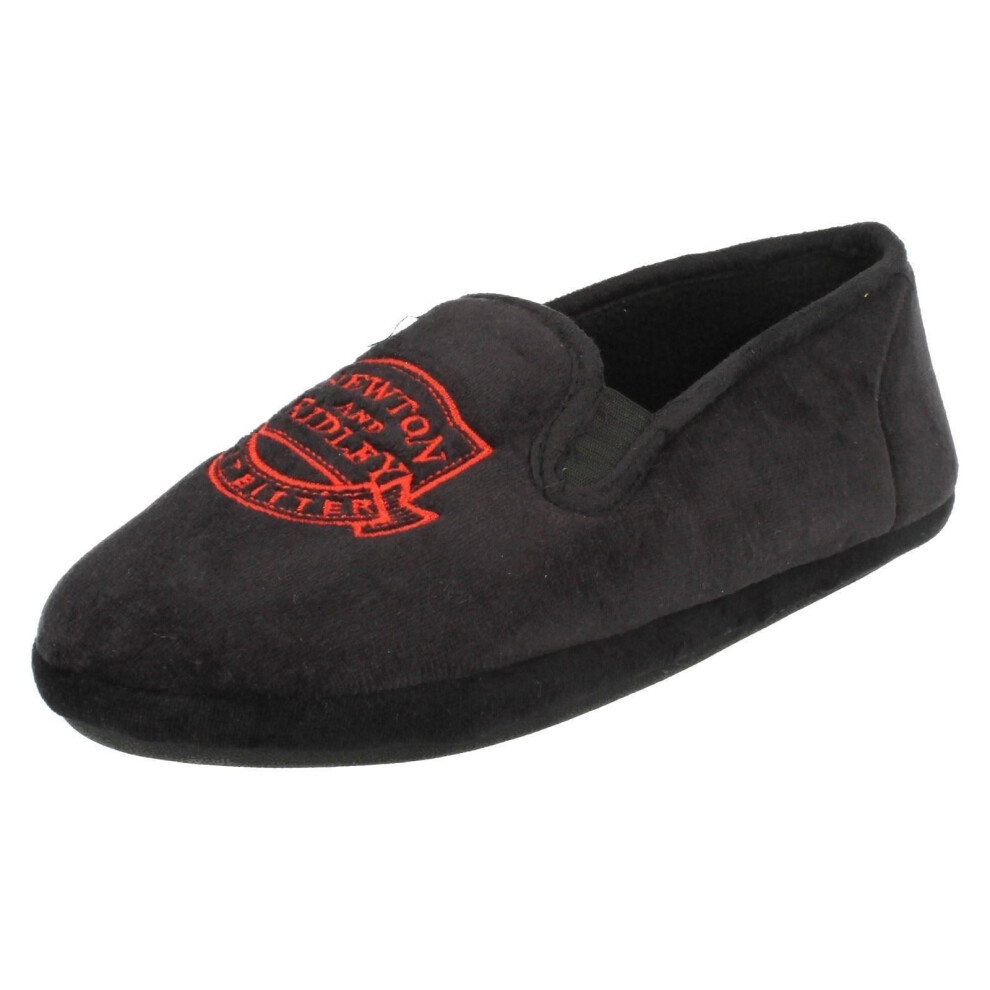 (UK 9, Black) Mens Silent Night Coronation Street Slippers Newton Ridley