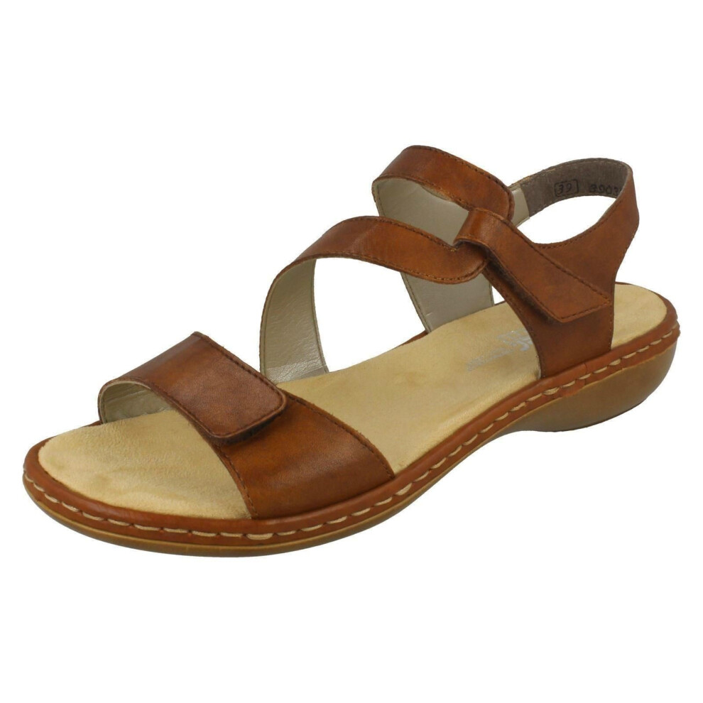(UK 6.5, Brown) Ladies Rieker Stylish Strappy Sandals 659C7