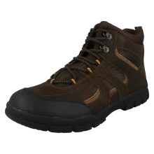 (UK 7, Brown) Mens Spot On Flat Casual Lace Up Walking Boot