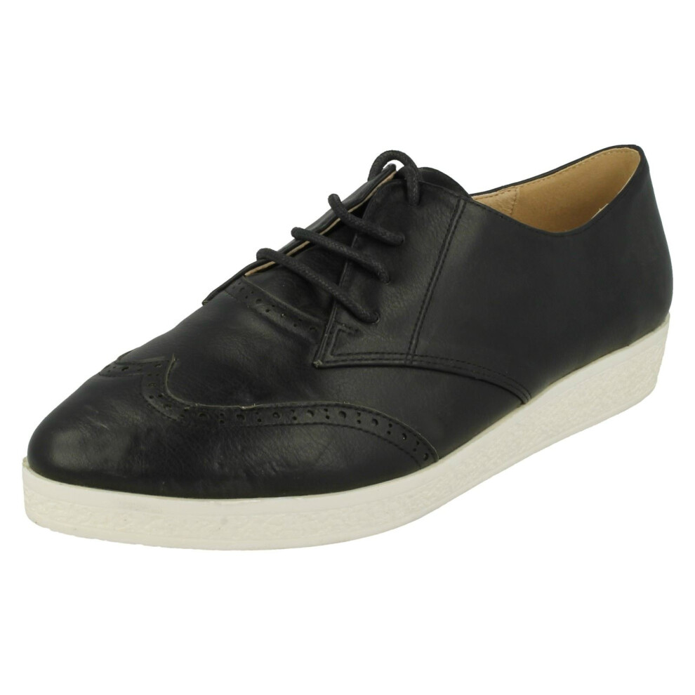 (UK 5, Black) Ladies Spot On Lace Up Brogues