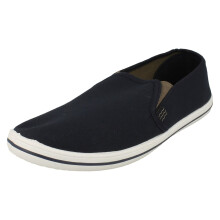 (UK 7, Navy (Blue)) Spot On Mens Flat Twin Gusset Casual Pumps
