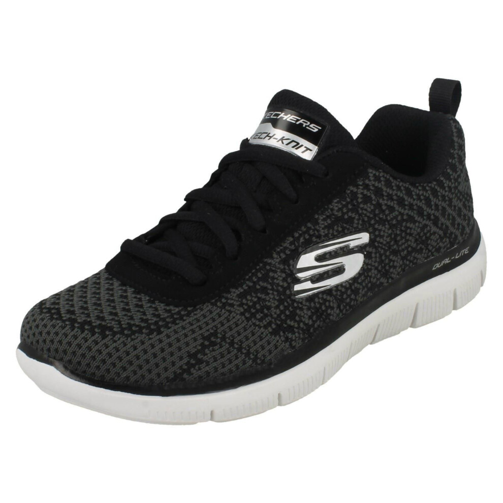 (UK 12 Child, Black/Charcoal (Black)) Boys Skechers Lace Up Trainers Golden Point 97453