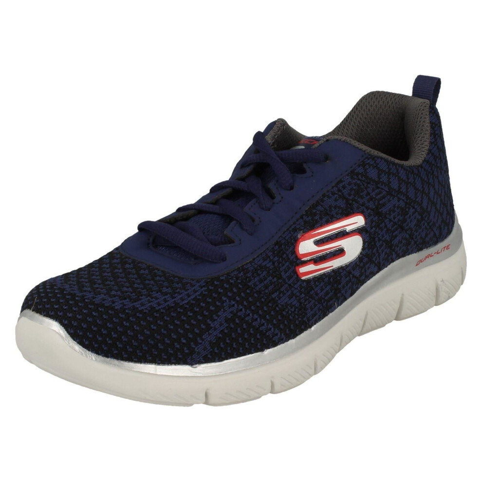 (UK 10.5 Child, Navy/Black (Blue)) Boys Skechers Lace Up Trainers Golden Point 97453