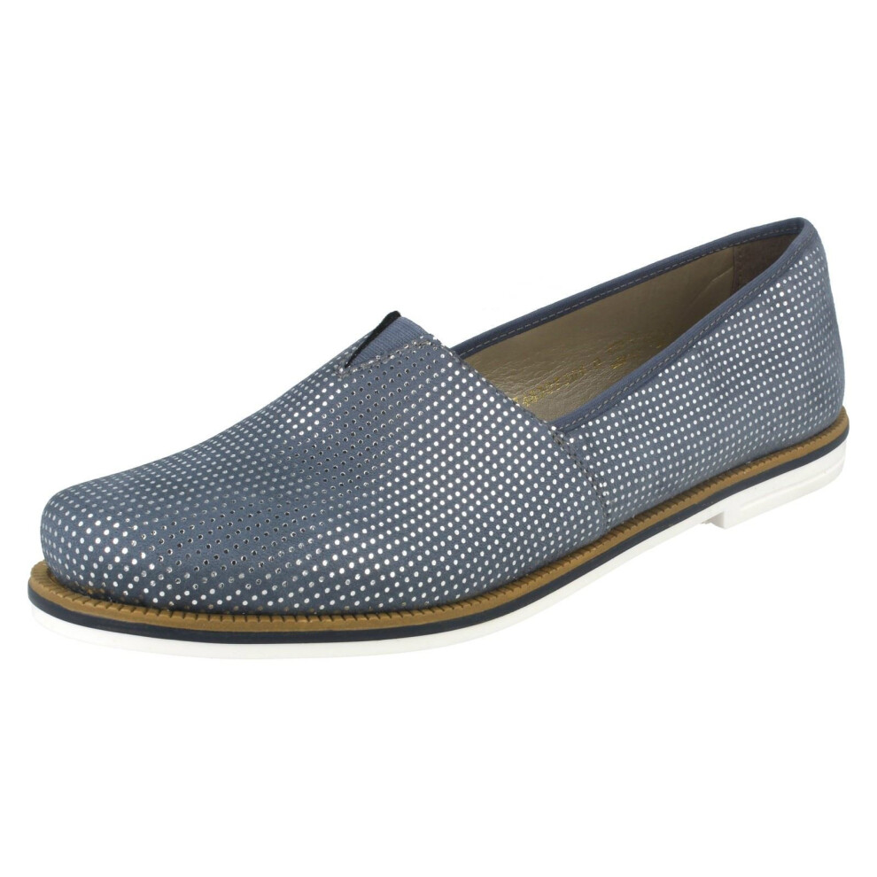 (UK 6.5, Blue) Ladies Rieker Casual Slip On Pumps 45551-12