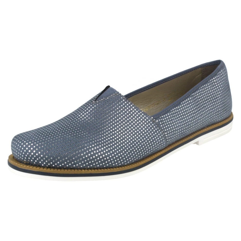 (UK 6, Blue) Ladies Rieker Casual Slip On Pumps 45551-12