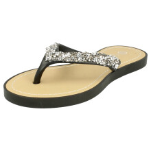 (UK 11 Child, Black) Girls Savannah Slip On Flip Flops