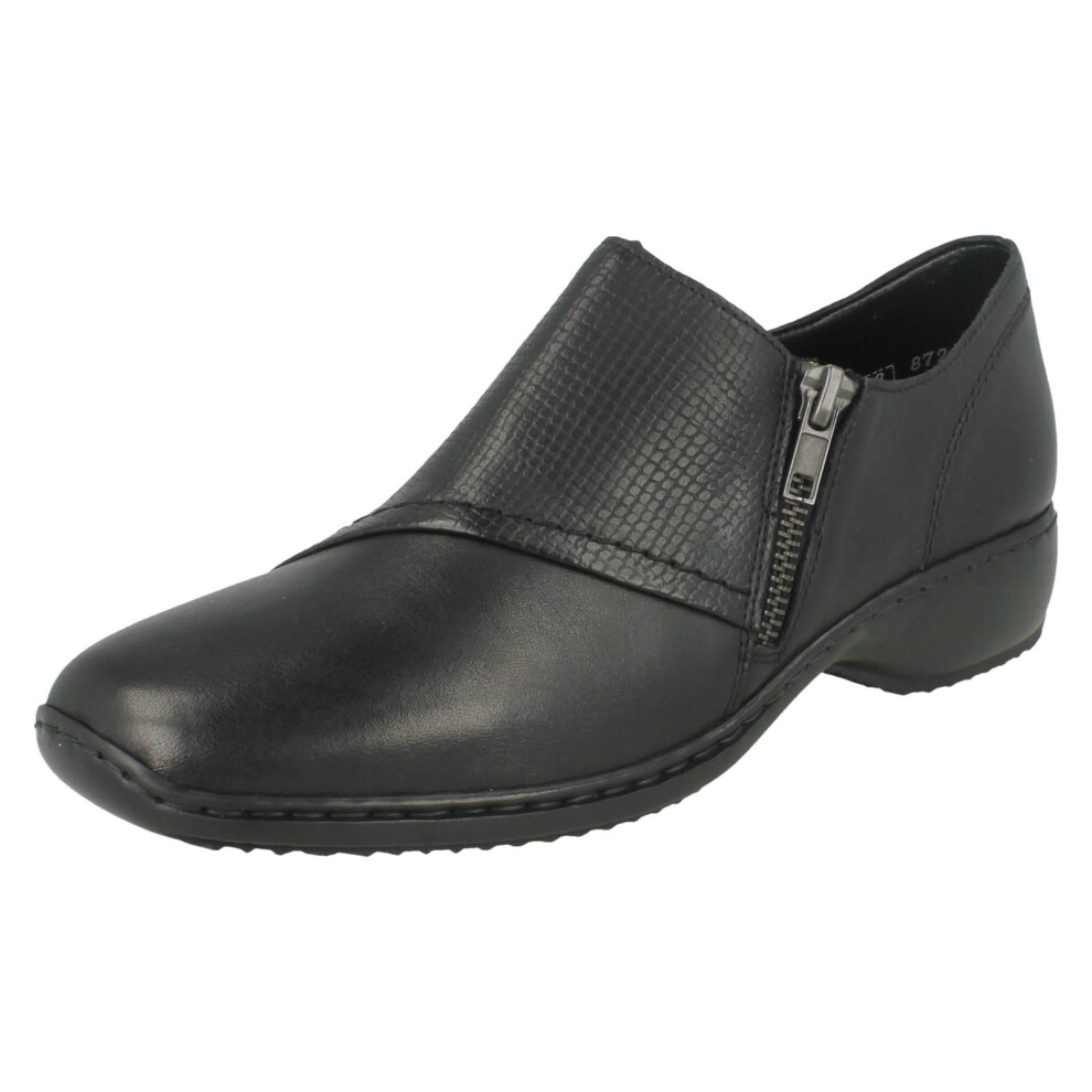 (UK 3.5, Black) Ladies Rieker Smart Flat Shoes L3867