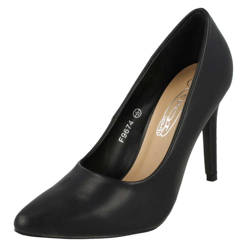 (UK 3, Black) Ladies Spot On High Heel Shoes