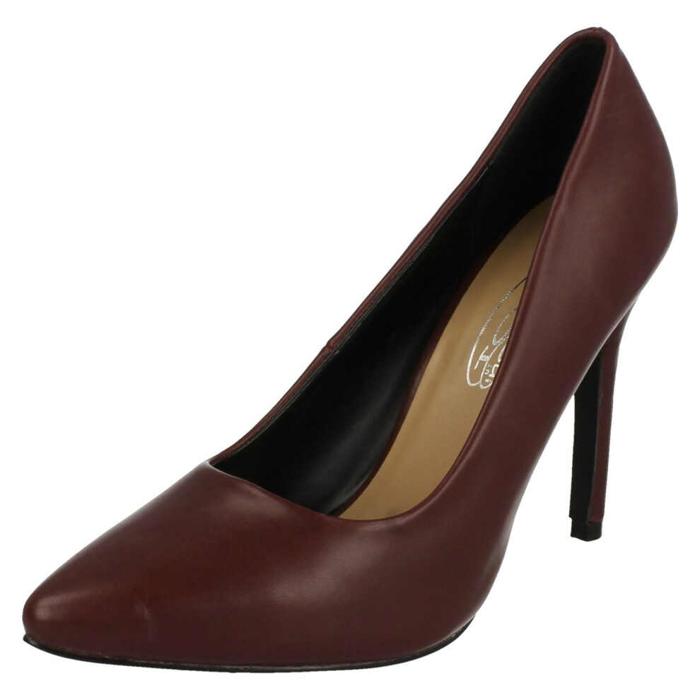 (UK 6, Burgundy (Red)) Ladies Spot On High Heel Shoes