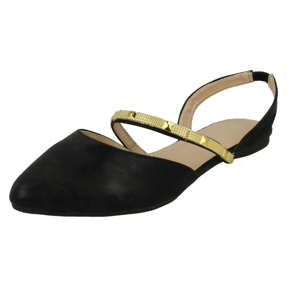 (UK 5, Black) Ladies Savannah Sling Back Mules