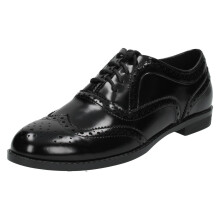 (UK 6, Black) Ladies Spot On Casual Brogue Style Shoes