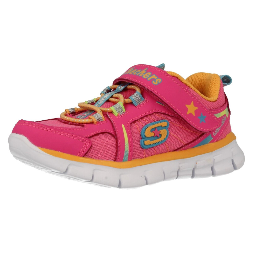 (UK 4 Infant, Neon/Pink/Multi (Pink)) Girls Skechers Foamies Casual Trainers Lovespun