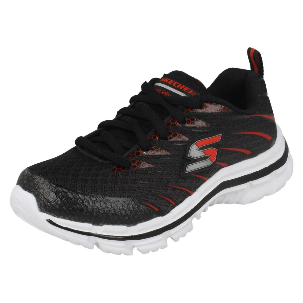 (UK 11.5 Child, Black/Red (Black)) Boys Skechers Lace Up Trainers Nitrate 95340