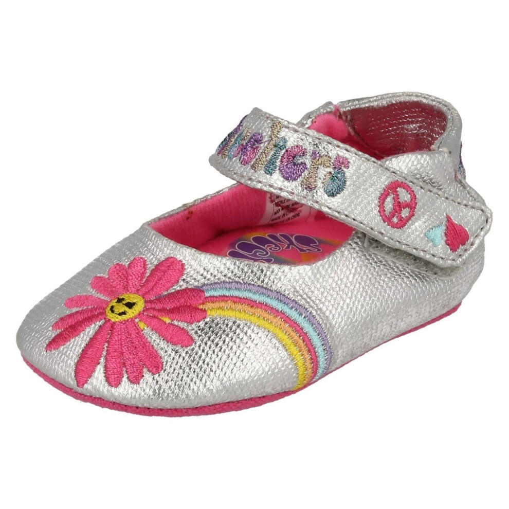 Baby Girls Skechers Pram Shoes Baby Bloom 89227N - Silver Textile - 6 - 9 Months - EU Size 6 - 9 Months - US Size 3