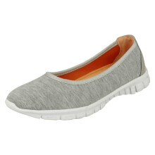 (UK 7, Grey) Ladies Spot On Casual Pumps
