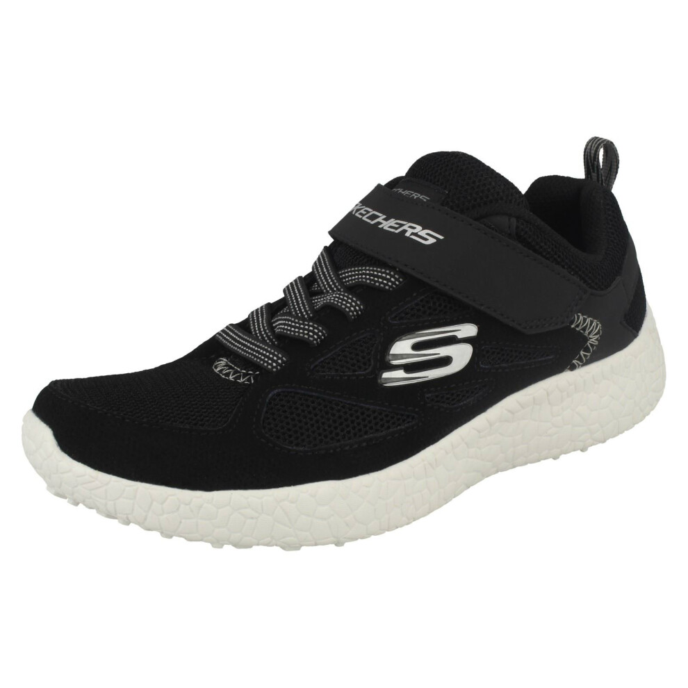 (UK 10 Child, Black/White (Black)) Boys Skechers Comfortable Trainers Burst Power Sprints 97302L