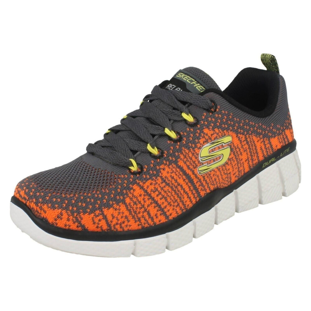 (UK 13.5 Child, Charcoal/Orange (Orange)) Boys Skechers Lace Up Trainers Perfect Game 97370