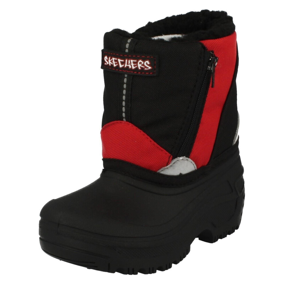 (UK 5 Infant, Black/Red (Black)) Boys Skechers Mor-Tex Water Resistant Boots Carbuncle 96061N