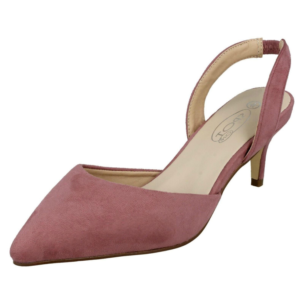 (UK 6, Mauve (Pink)) Ladies Spot On Pointed Kitten Heel