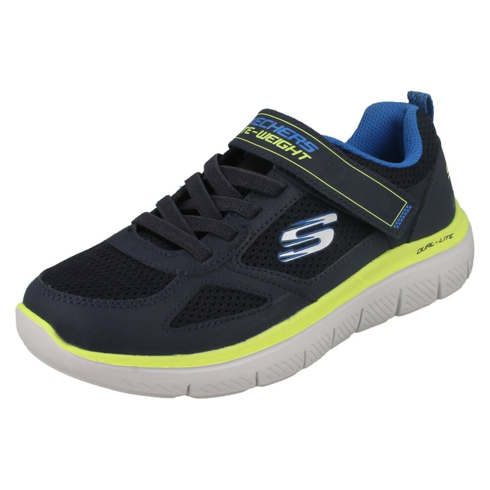 (UK 12.5 Child, Navy/Lime (Blue)) Boys Skechers Lite-Weight Trainers Power Shot 97451