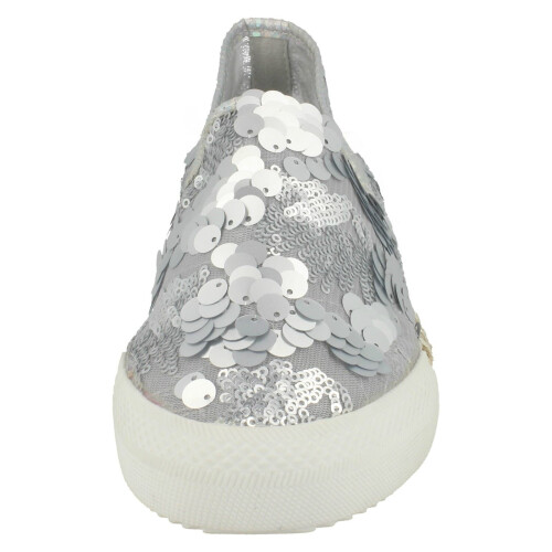 (UK 6, Silver) Ladies Savannah Flat Sequin Espadrilles 2