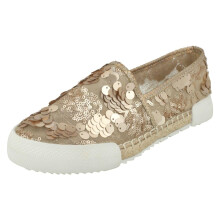 (UK 6, Rose Gold (Gold)) Ladies Savannah Flat Sequin Espadrilles