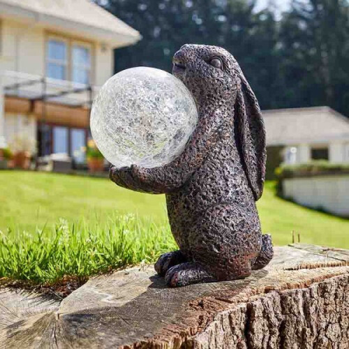 Solar Garden Magic Hare / Rabbit holding Colour Changing LED Ball Light 1