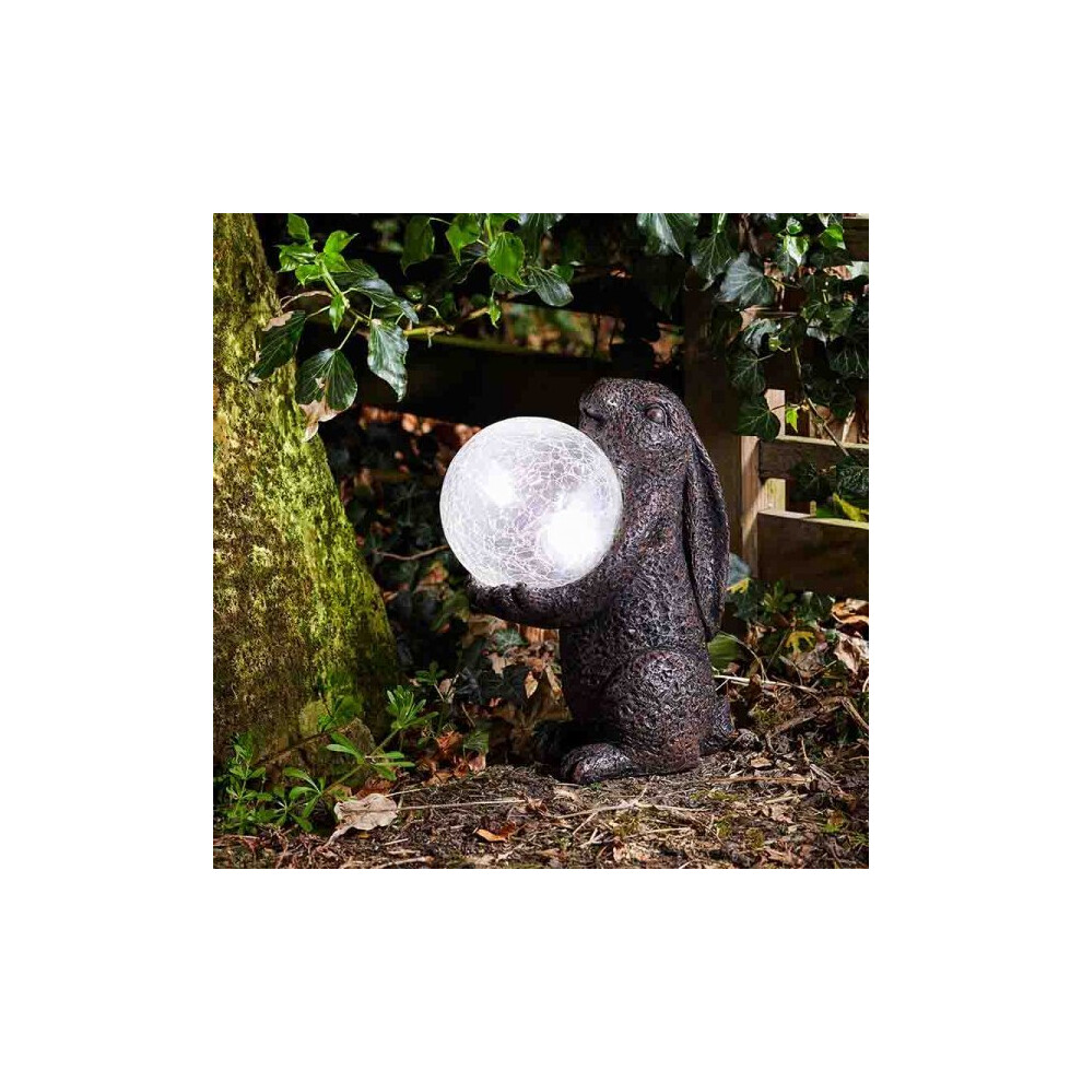 Solar Garden Magic Hare / Rabbit holding Colour Changing LED Ball Light