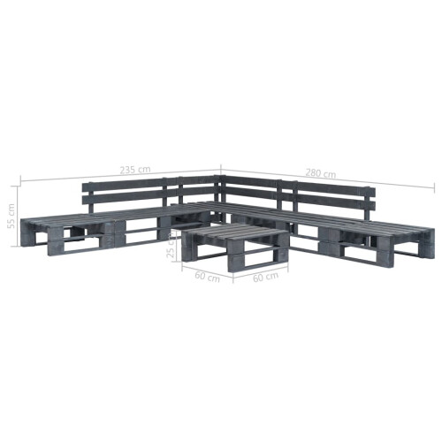 VidaXL vidaXL 6-tlg. Garten-Sofagarnitur aus Paletten Holz Grau 2
