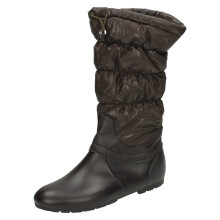 (UK 8, Brown) Ladies Spot On Slouch Leg Wellington Boots