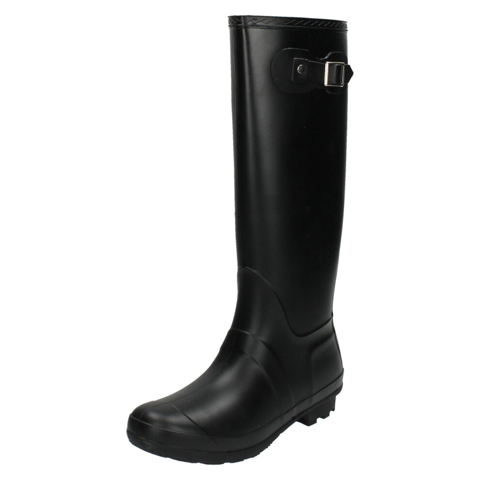 (UK 4, Black) Ladies Spot On Wellington Boots