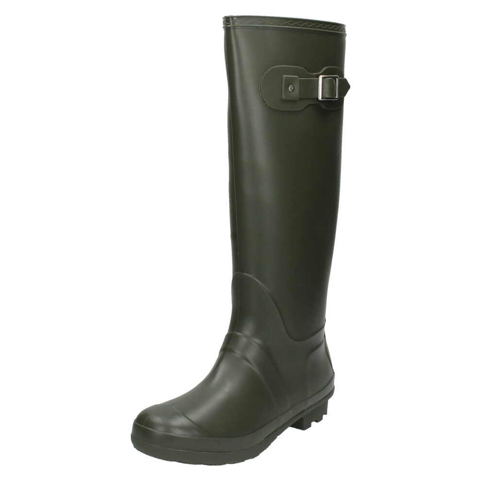 (UK 7, Green) Ladies Spot On Wellington Boots