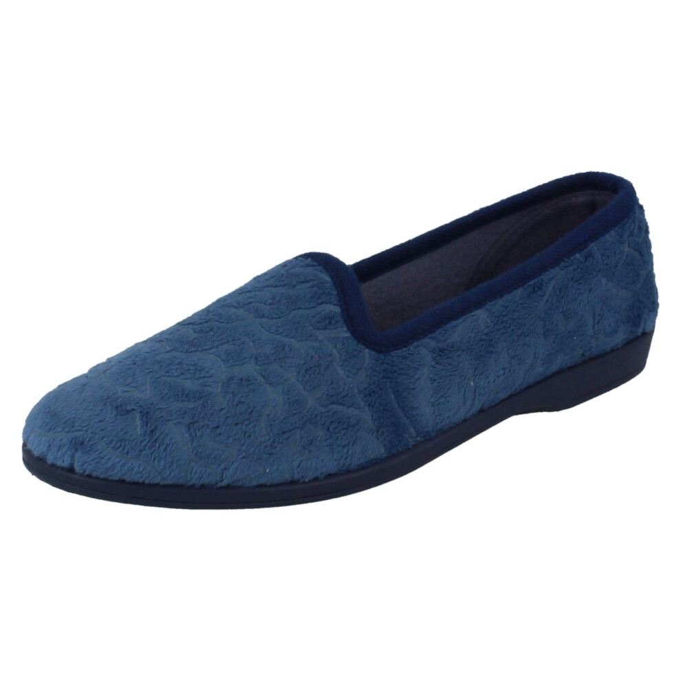 Spot On (Uk 5, Dusty (Blue)) Ladies Flat Casual Slipper Shoes Blue