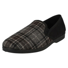 (UK 8, Black) Mens Spot On Slippers