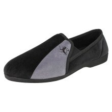 (UK 11, Black) Mens Spot On Indoor Slipper Shoes