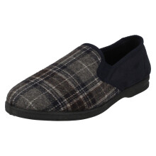 (UK 7, Navy (Blue)) Mens Spot On Slippers