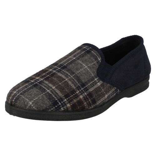 (UK 7, Navy (Blue)) Mens Spot On Slippers