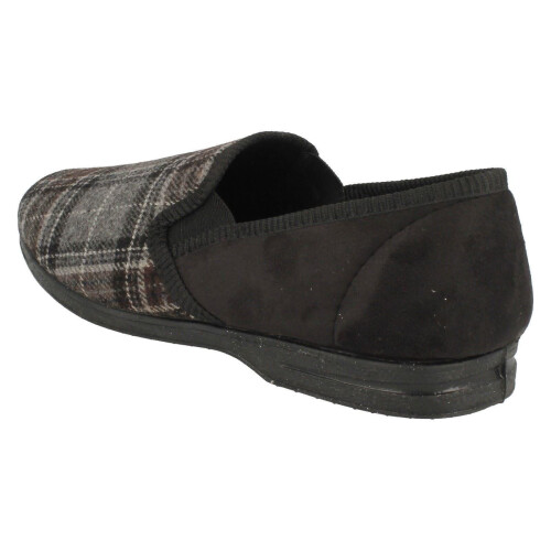 (UK 7, Black) Mens Spot On Slippers 2