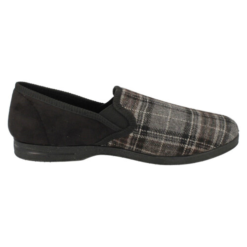 (UK 11, Black) Mens Spot On Slippers 1