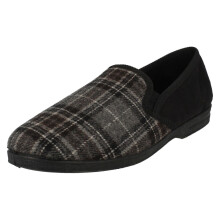 (UK 7, Black) Mens Spot On Slippers