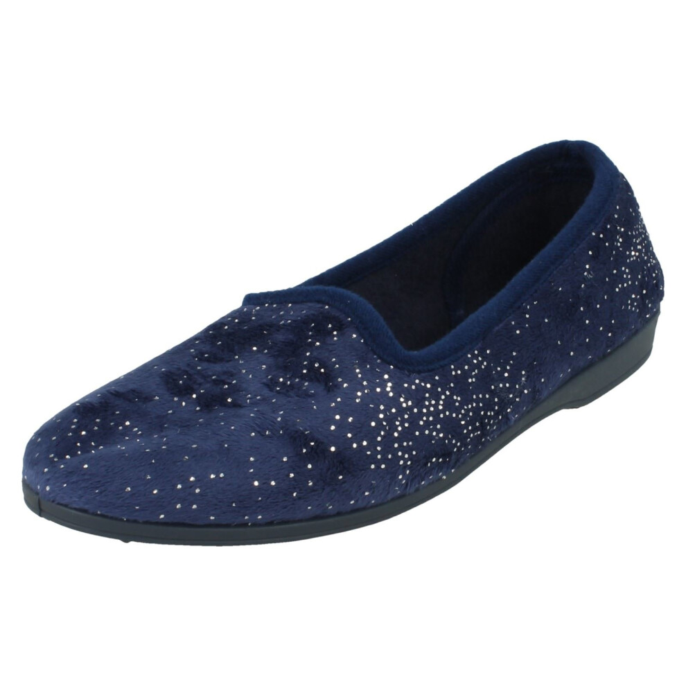 Spot On (Uk 6, Navy (Blue)) Ladies Full Slipper Blue