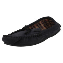 (UK 7, Navy (Blue)) Mens Vamp Slippers Moccasin