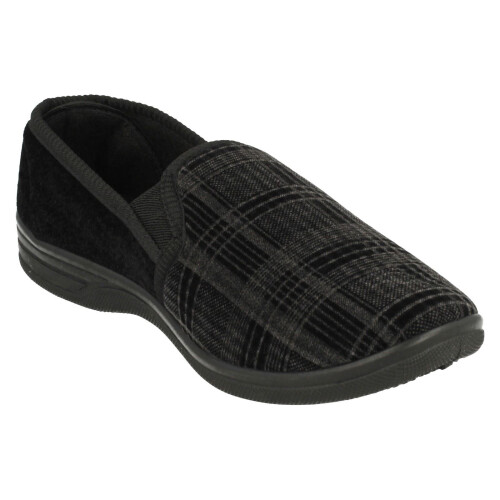 (UK 7, Black) Mens Spot On Quality Slippers 1