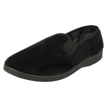 (UK 7, Black) Mens Spot On Casual Slip On Slippers
