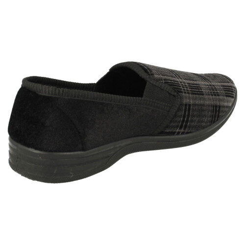 (UK 7, Black) Mens Spot On Quality Slippers 2