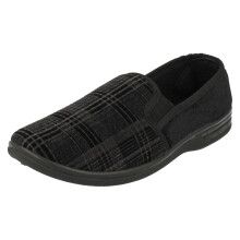 (UK 6, Black) Mens Spot On Quality Slippers
