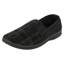 (UK 7, Black) Mens Spot On Quality Slippers