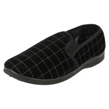 (UK 8, Black) Mens Spot On Slip On Casual Slipper Shoes