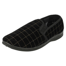 (UK 6, Black) Mens Spot On Slip On Casual Slipper Shoes